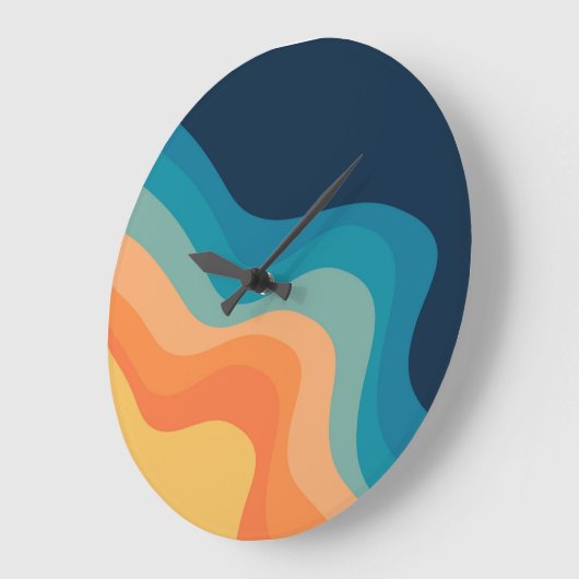 Retro style waves decoration große wanduhr (Winkel)