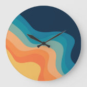 Retro style waves decoration große wanduhr (Vorderseite)