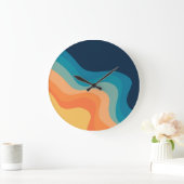 Retro style waves decoration große wanduhr (Zuhause)