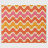Retro Style Waves Muster in Rosa, Orange und Rot Geschenkpapier (Flach)