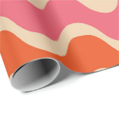 Retro Style Waves Muster in Rosa, Orange und Rot Geschenkpapier (Rolleneckpunkt)