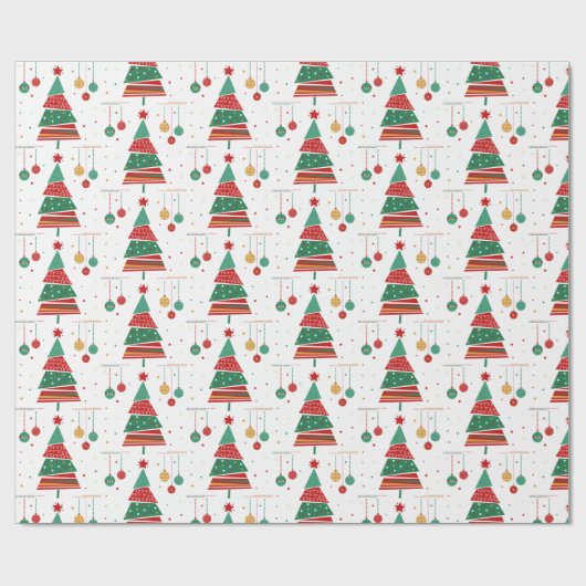 Retro Style Weihnachtsbaum Geschenkpapier (Flach)