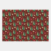 Retro Style Weihnachtsbaum und Geschenkmuster Geschenkpapier Set (Vorderseite 3)