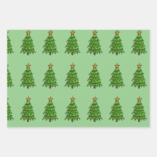 Retro Style Weihnachtsbaumwrapping Craft Papier (Vorderseite)