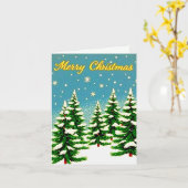 Retro Style Weihnachtskarte mit Bäumen Karte (Gelbe Blume)