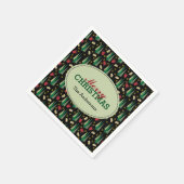 Retro Style Weihnachtsmuster, Personalisiert Serviette (Ecke)