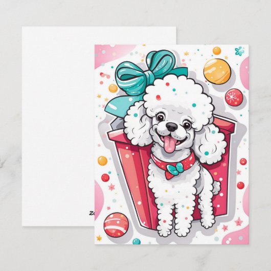 Retro Style White Poodle Weihnachten (Vorne/Hinten)