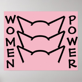 Retro Style Women Power Pussy Katzenohren Poster