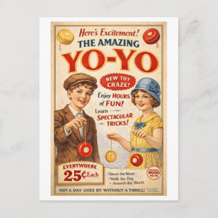 Retro-Style Yo-Yo-Werbung Postkarte