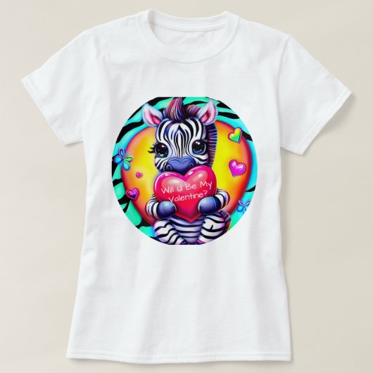 Retro Style Zebra Valentine T-Shirt (Design vorne)
