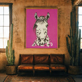 Retro Styled Leopard Appaloosa Horse Portrait Poster