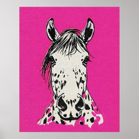Retro Styled Leopard Appaloosa Horse Portrait Poster (Vorne)