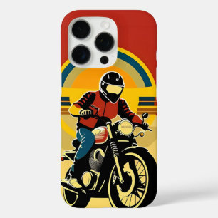 Retro-Styled Motorradfahrer im Landschaftlichen So iPhone 16 Pro Hülle