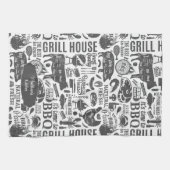 Retro Styled Typographic Barbecue Pattern Geschirrtuch (Horizontal)