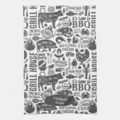Retro Styled Typographic Barbecue Pattern Geschirrtuch (Vertikal)