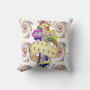Retro-stylierte regenbogenfarbene - schwulenfarben kissen