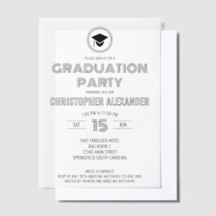 Retro Stylish Black Mixed Schriftartes Graduation  Pergament Einladungen