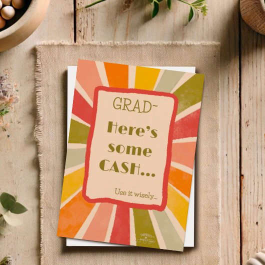 Retro Stylish Funny Grad Cash Quote Card Karte