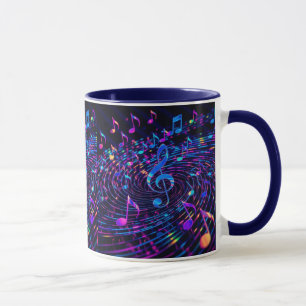 Retro Stylish Musical Notes Tasse