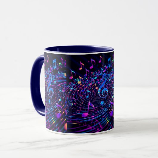 Retro Stylish Musical Notes Tasse (Vorderseite Links)