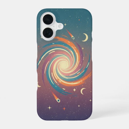 Retro stylisierte kosmische Wolke iPhone 16 Hülle (Rückseite)