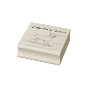 Retro stylisierter französischer Bulldogge C Gummistempel