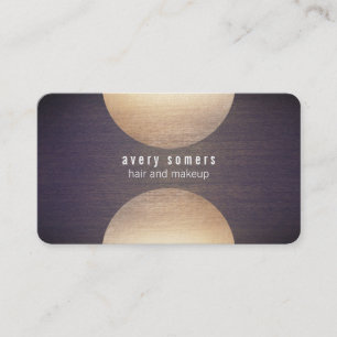 Retro Stylist Gold Circle und Holz Grain Look Ange Visitenkarte