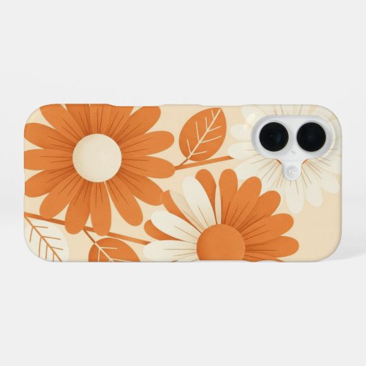 Retro Stylized Daisy Arrangement iPhone 16 Hülle (Rückseite (Horizontal))