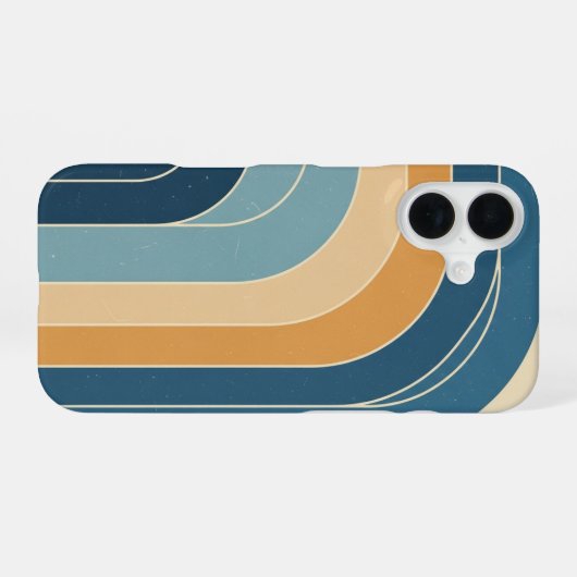 Retro Stylized Waves iPhone 16 Hülle (Rückseite (Horizontal))