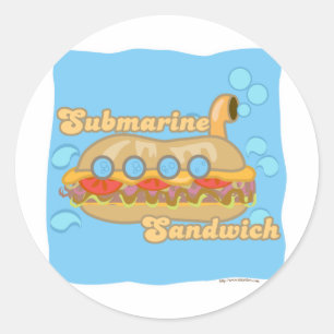 Retro Sub Sandwich auch! Runder Aufkleber