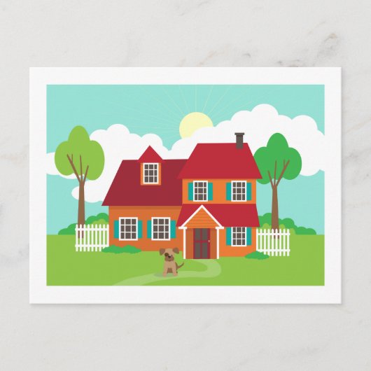 Retro Suburb House Neue Zuhause Adressänderung Ankündigungspostkarte (Vorderseite)