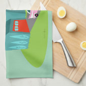 Retro Suburban House Küchentuch (Viertel Falte)