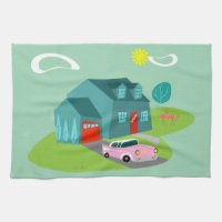 Retro Suburban House Küchentuch