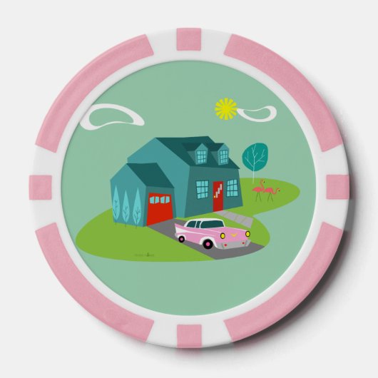 Retro Suburban House Poker Chip (Vorderseite)