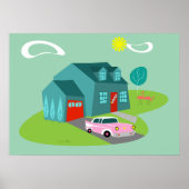 Retro Suburban House Poster (Vorne)
