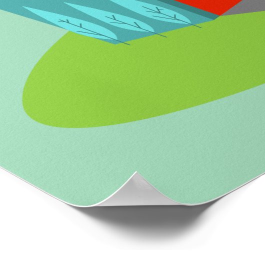 Retro Suburban House Poster (Ecke)