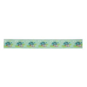 Retro Suburban House Ribbon Satinband