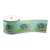 Retro Suburban House Ribbon Satinband (Spule)