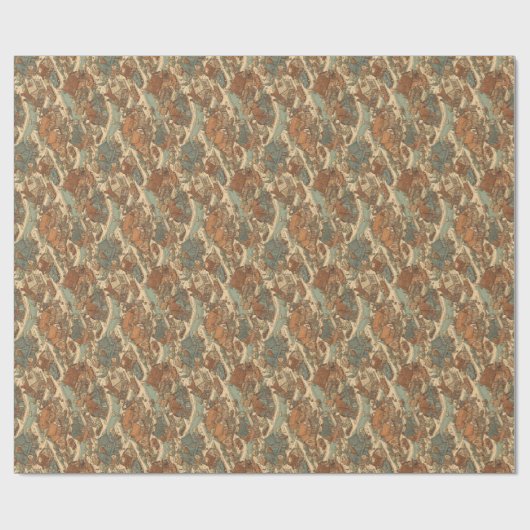 Retro Suburban Toile de Jouy Wrapping Paper Roll Geschenkpapier (Flach)