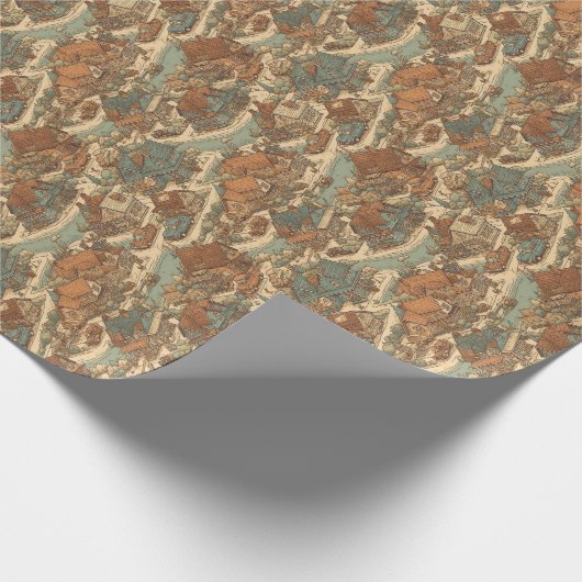 Retro Suburban Toile de Jouy Wrapping Paper Roll Geschenkpapier (Ecke)