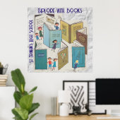 Retro suchen EXPLORE MIT BÜCHERN. Bearbeitbarer Te Poster (Heimbüro)