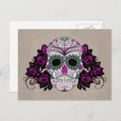 Retro Sugar Skull Postkarte (Vorne/Hinten)