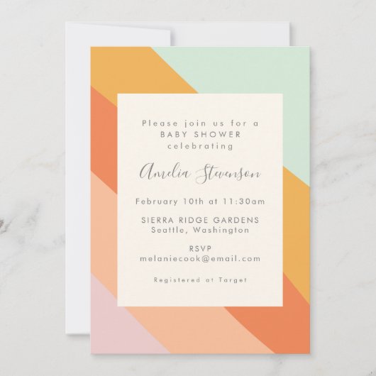 Retro Summer Abstrakt Stripes Kinderdusche Einladung (Vorderseite)