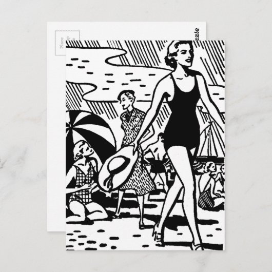 Retro Summer am Strand Postkarte (Vorne/Hinten)