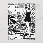 Retro Summer am Strand Postkarte (Vorderseite)