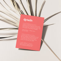 Retro Summer | Angaben zur Hochzeit in heißen Rosa