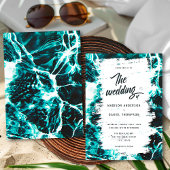 Retro Summer Aqua Aquamarines Blue Ocean Theme Hoc Einladung