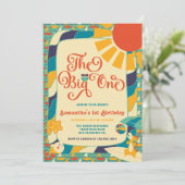 Retro Summer Beach Gender Neutral 1. Geburtstag Einladung (Stehend Vorderseite)