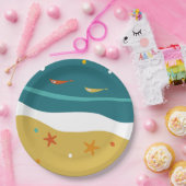 Retro Summer Beach Mitte Jahrhundert Moderne Pappteller (Party)