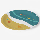Retro Summer Beach Mitte Jahrhundert Moderne Pappteller (Schrägansicht)